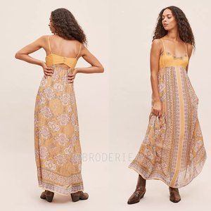 Anthropologie Yellow and Purple Maxi Dress